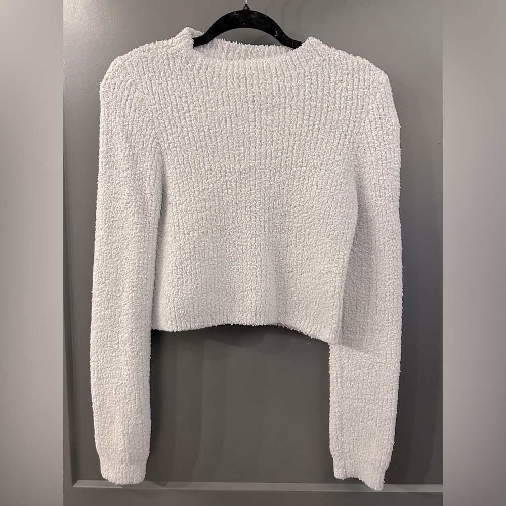 Aerie Fuzzy White Sweater Small